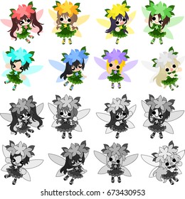 The icons of cute cute fairies