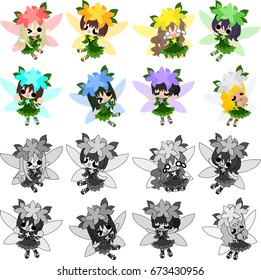 The icons of cute cute fairies