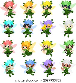 The icons of cute cute flower fairies