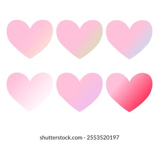Icons of Cute Heart with Gradient Colors