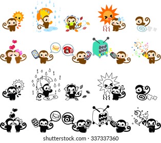 Icons of cute monkeys part 4