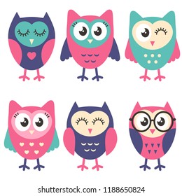 Icons of cute owls