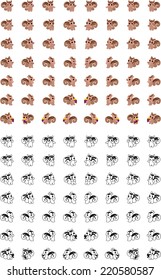 Icons of cute squirrels