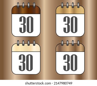 Icons day 30, wooden calendar sets for holidays and events