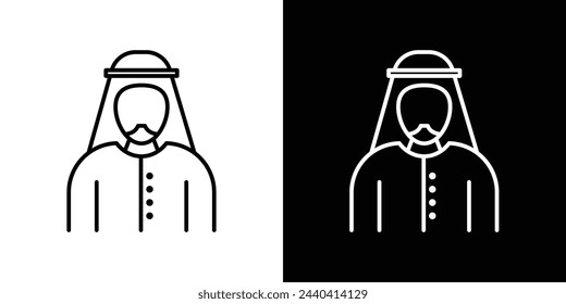 Icons Depicting Arabic Men in Cultural Dress. Traditional Sheikh and Middle Eastern Attire Symbols