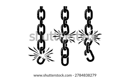 Icons depicting broken chains symbolizing freedom release overcoming obstacles