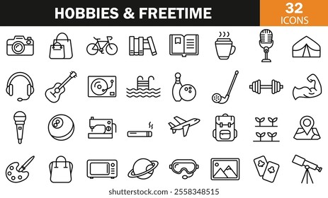 "Icons Depicting Hobbies and Leisure Activities"