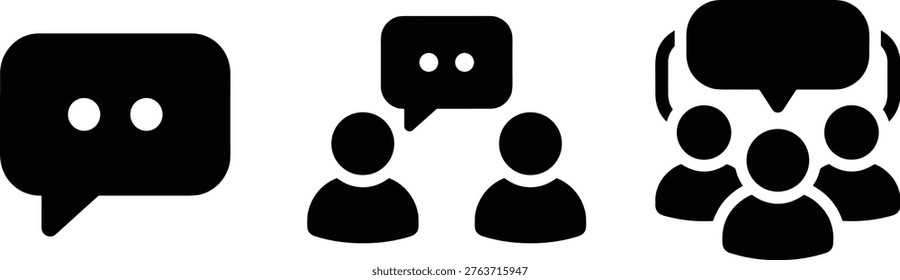 Icons depicting message exchange two person discussion and a group chat