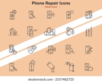 Icons depicting phone repair and maintenance services