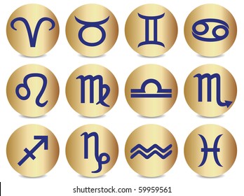 Icons depicting the twelve signs of the zodiac.