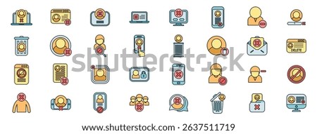 Icons depicting user removal, profile deletion, and access blocking across diverse platforms