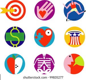 Icons depicting various concepts and activities