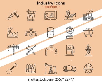 Icons depicting various industry-related symbols and elements