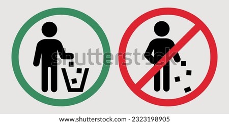 icons of deposit the garbage in its place, do not throw garbage, recycling, take care of the planet