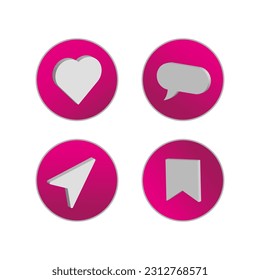 Iconos para descripción, como, mensaje, compartir, guardar. Ilustración vectorial. Imagen de archivo.