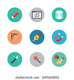 Icons Design with magic wand, compass, cube and paint bucket