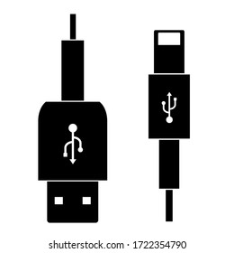 Icons Design USB and micro USB connectors in a flat style. illustration of a loop cable with a USB and Micro-USB connector. vector icon. vector illustration.