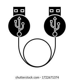 Icons Design USB and micro USB connectors in a flat style. illustration of a loop cable with a USB and Micro-USB connector.