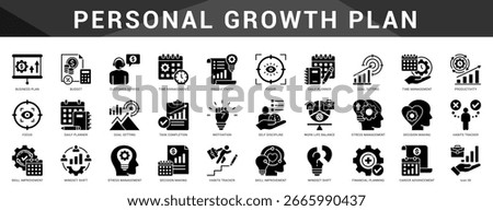 Icons designed to support personal growth, motivation, and productivity through daily planning and self development habits.