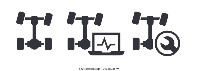 Icons of diagnostics and repair of the chassis of the car.