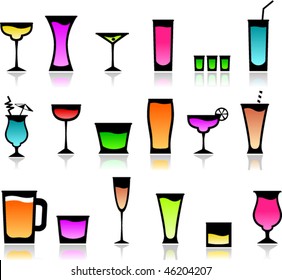 icons of different cocktail glasses