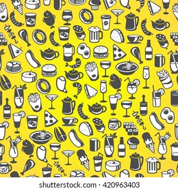 icons of different food and drinks, vector