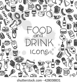 icons of different food and drinks, vector