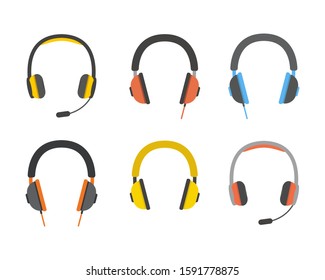 Icons of different headphones for talking and music.