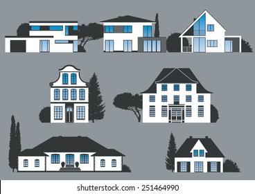 icons of different houses, manors and villas