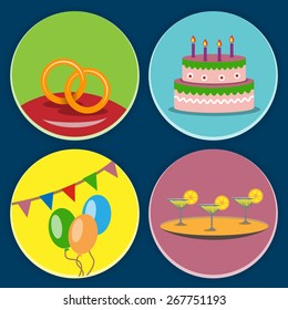 Icons for different party drawing flat