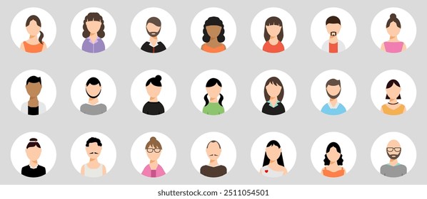 Icons of different people avatar. User people avatar collection in a flat design. Set of cartoon people avatar