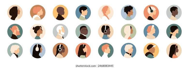 Icons of different people. Modern design.