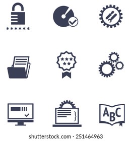 Icons of different services of IT company / Solid fill vector icons 