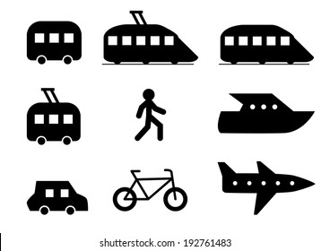 icons with different transport types. vector illustration