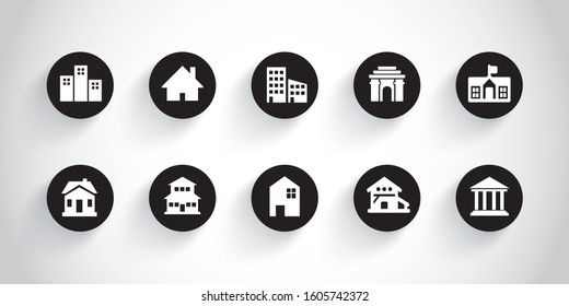 Icons Different Types Buildings Stock Vector (Royalty Free) 1605742372 ...