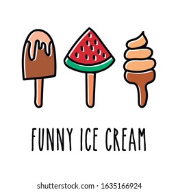 Icons of different types of ice cream. Stroke icons. Line vector.