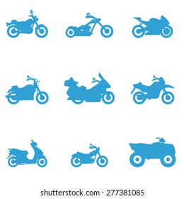 Icons for different types of motorcycles / There are icons for motorcycles like motorbike, scooter, and sport bike