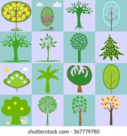 icons with different types of trees in different seasons