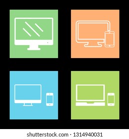 Icons for display monitor and phone, vector illustration in flat, EPS10.