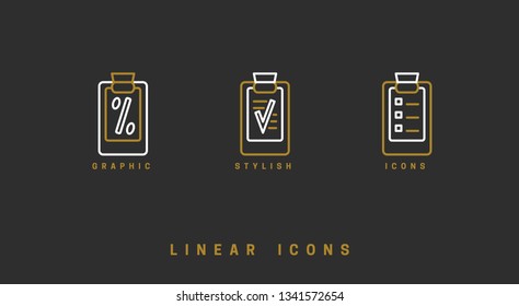 Icons documents linear style. Page paper icon vector graphic