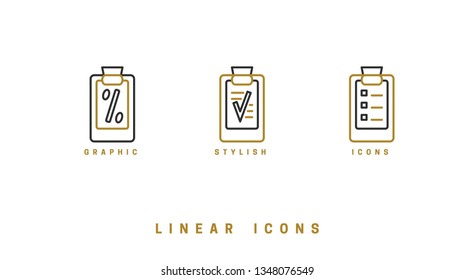Icons documents linear style. Page paper icon vector graphic