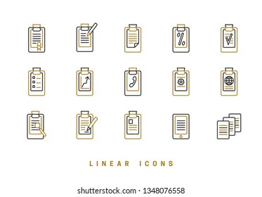 Icons documents linear style. Page paper icon vector graphic