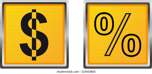 icons dollar and percent for design vector illustration isolated on white background