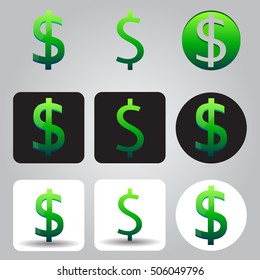 Icons dollar sign. Round a dollar sign.
