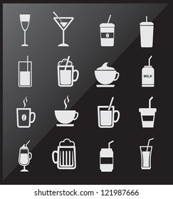 icons of drinks  over black background vector illustration