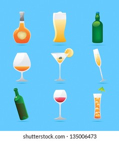 Icons for drinks. Vector illustration.