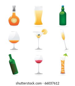 Icons for drinks. Vector illustration.