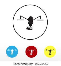 Icons drone, helicopter camera. isolated on white. Vector illustration