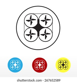 Icons drone,  isolated on white. Vector illustration