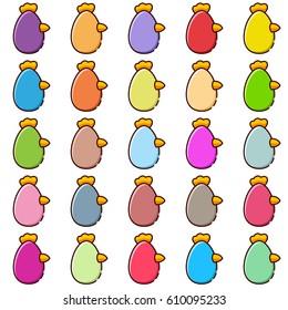 Icons of Easter eggs in the form of chickens